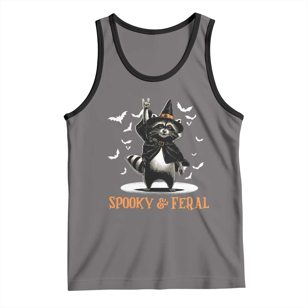 Funny Spooky And Feral Raccon Halloween Tank Top Racoon Lover TS11 Deep Heather Black Print Your Wear