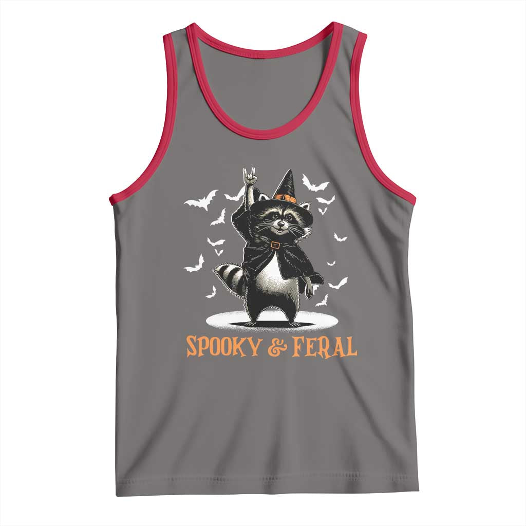 Funny Spooky And Feral Raccon Halloween Tank Top Racoon Lover TS11 Deep Heather Red Print Your Wear
