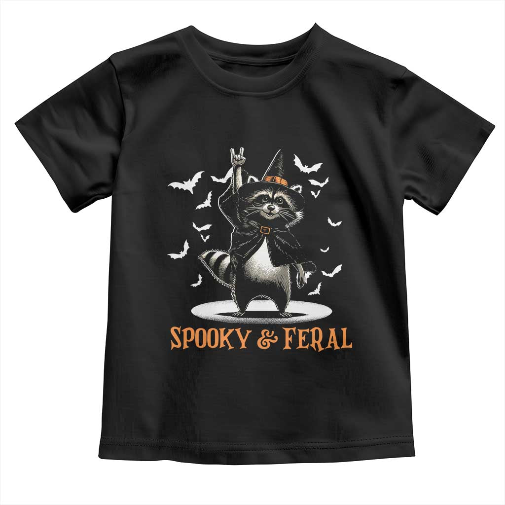 Funny Spooky And Feral Raccon Halloween Toddler T Shirt Racoon Lover TS11 Black Print Your Wear