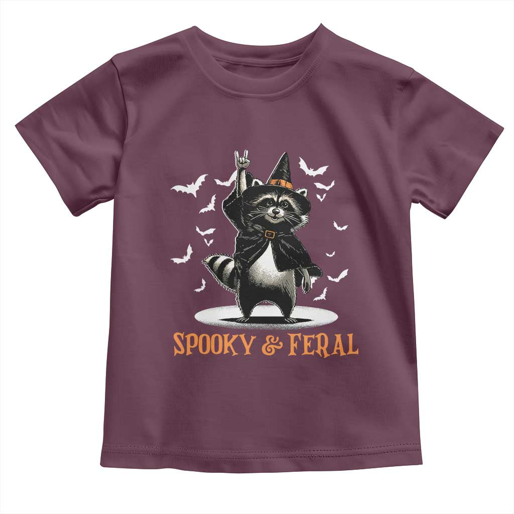 Funny Spooky And Feral Raccon Halloween Toddler T Shirt Racoon Lover TS11 Maroon Print Your Wear