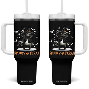 Funny Spooky And Feral Raccon Halloween Tumbler With Handle Racoon Lover TS11 One Size: 40 oz Black Print Your Wear