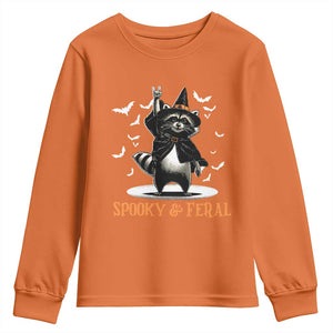 Funny Spooky And Feral Raccon Halloween Youth Sweatshirt Racoon Lover TS11 Orange Print Your Wear
