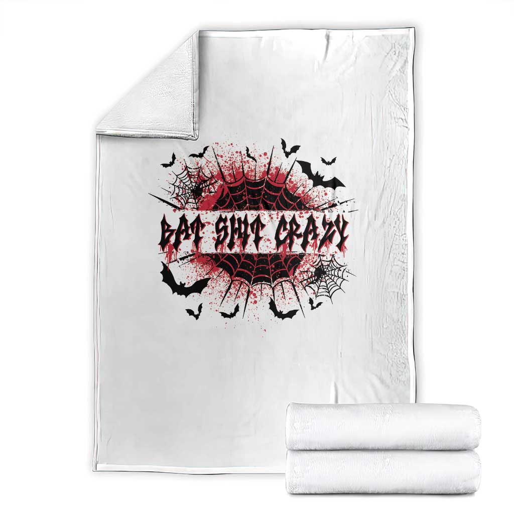Funny Halloween Bat Shit Crazy Throw Blanket Horror Spider Web TS11 White Print Your Wear
