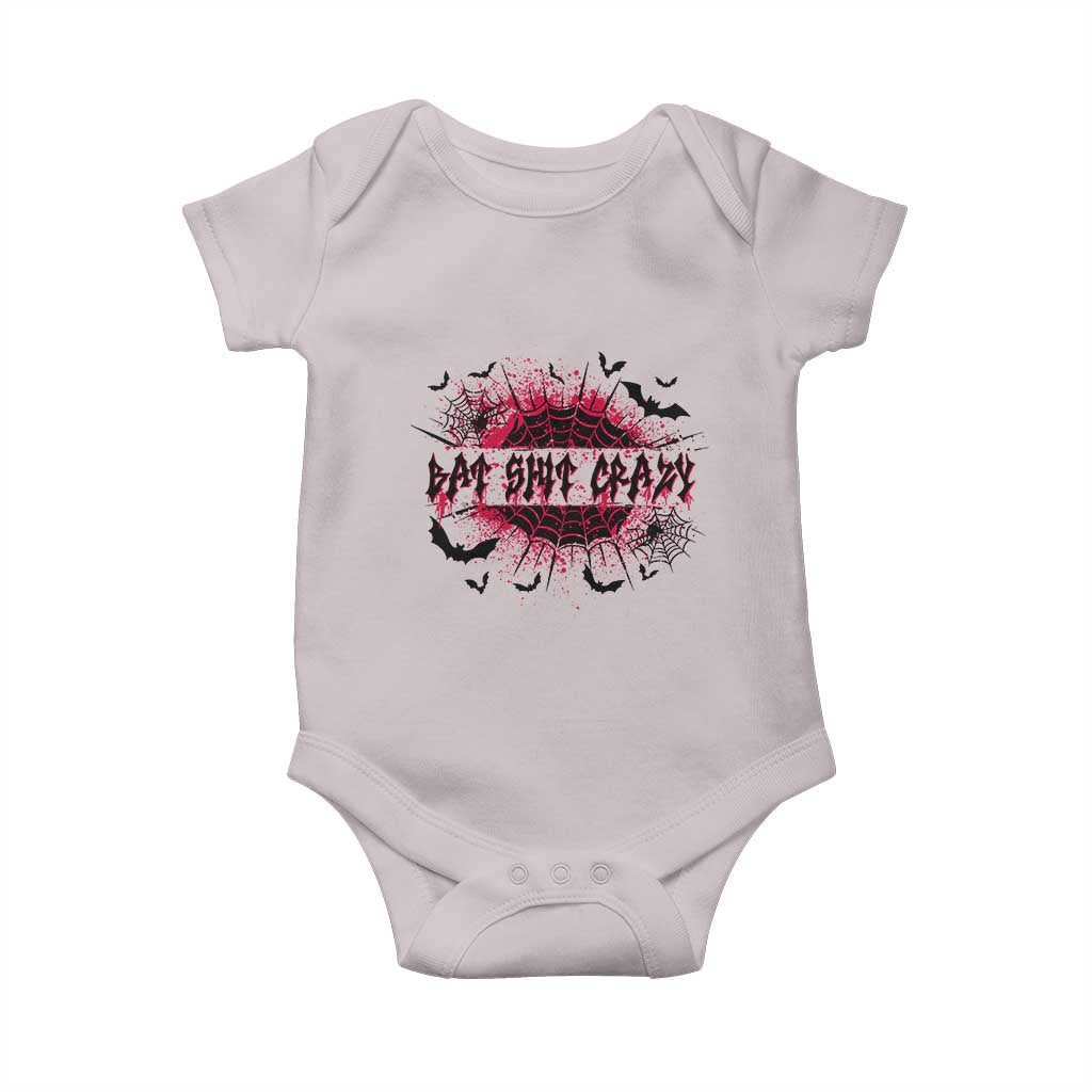 Funny Halloween Bat Shit Crazy Baby Onesie Horror Spider Web TS11 Ice Gray Print Your Wear