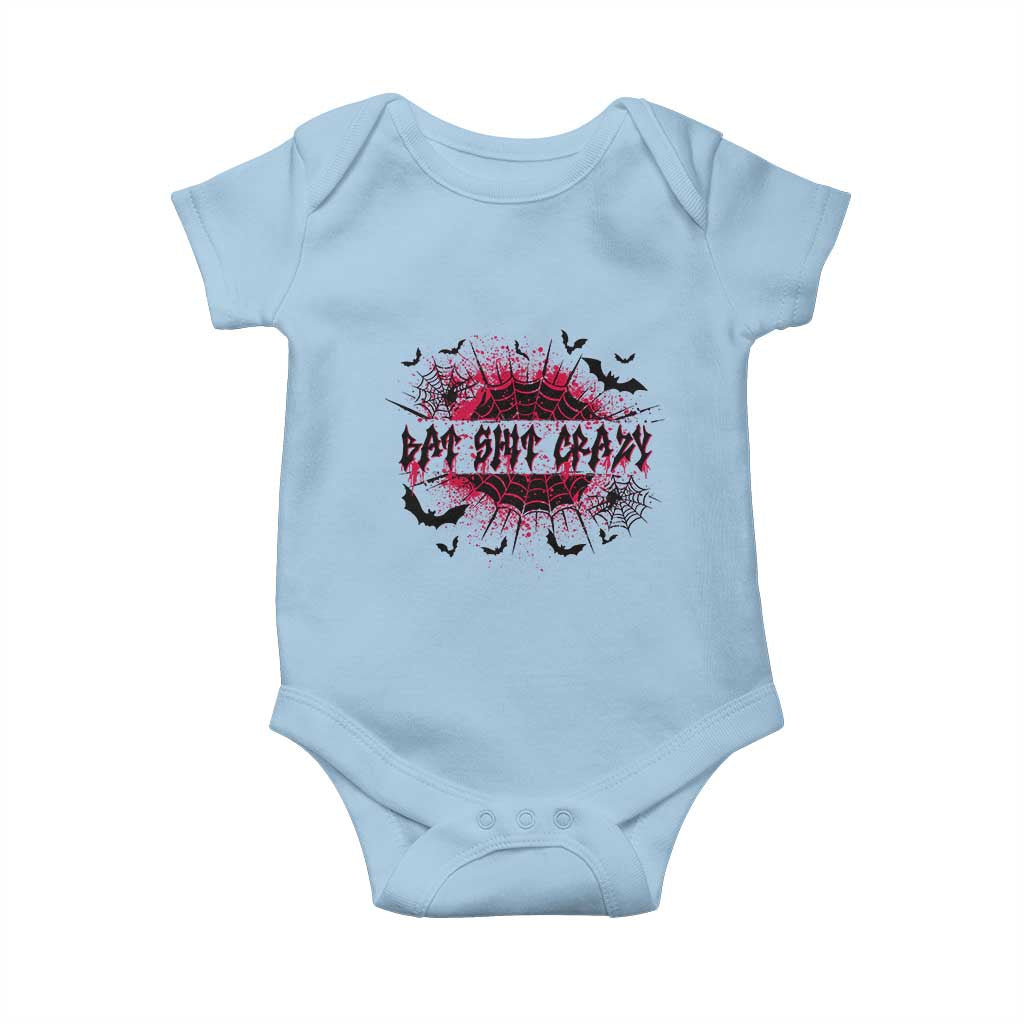 Funny Halloween Bat Shit Crazy Baby Onesie Horror Spider Web TS11 Light Blue Print Your Wear