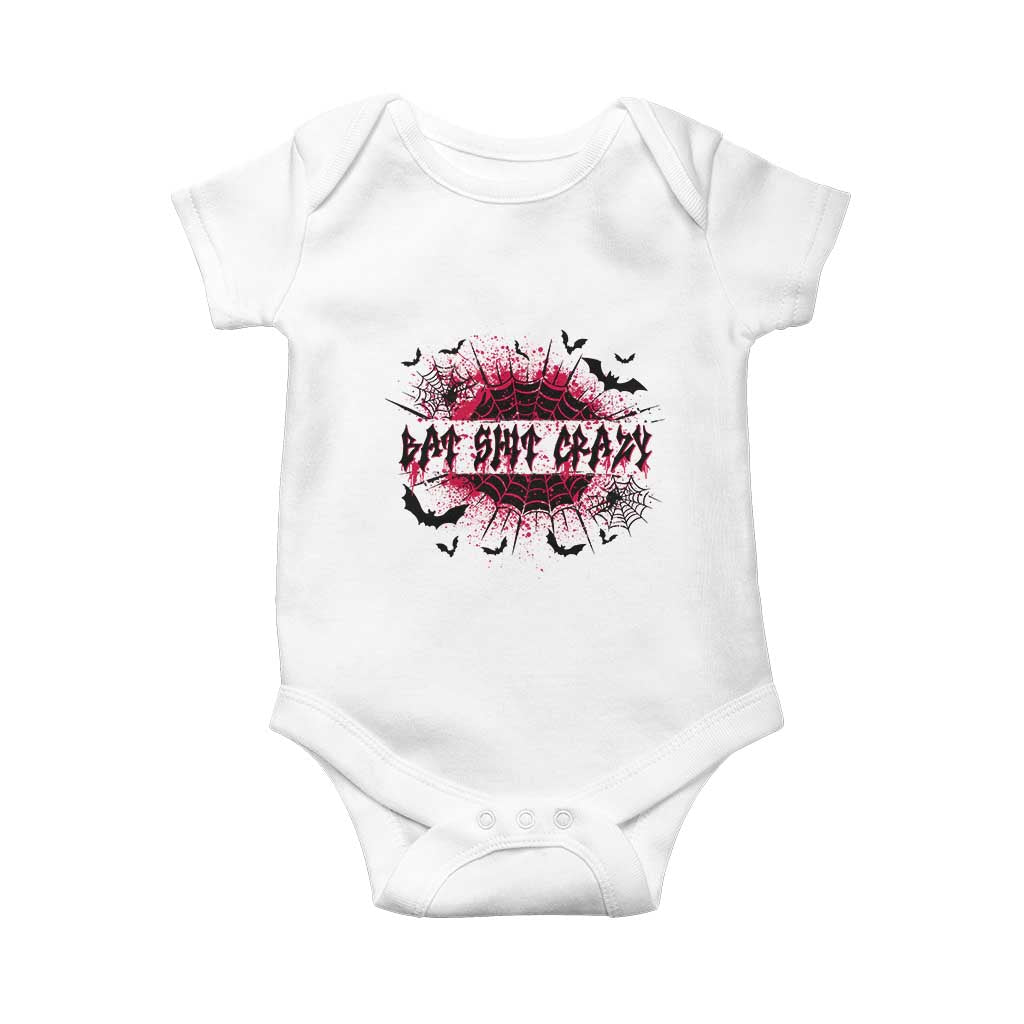 Funny Halloween Bat Shit Crazy Baby Onesie Horror Spider Web TS11 White Print Your Wear