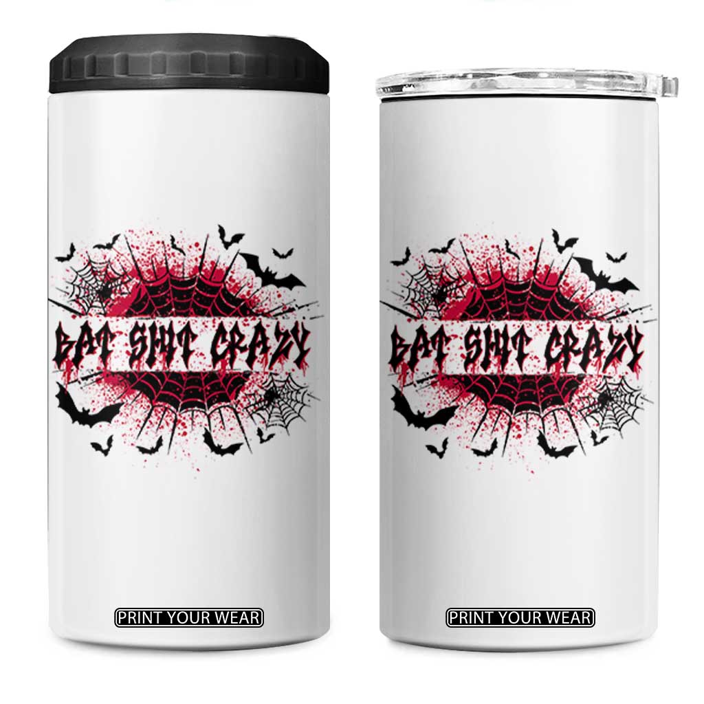Funny Halloween Bat Shit Crazy 4 in 1 Can Cooler Tumbler Horror Spider Web TS11 One Size: 16 oz White Print Your Wear