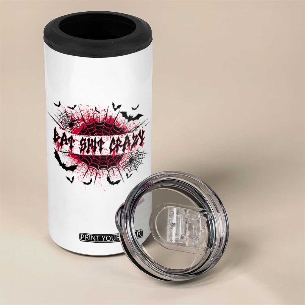 Funny Halloween Bat Shit Crazy 4 in 1 Can Cooler Tumbler Horror Spider Web TS11 Print Your Wear