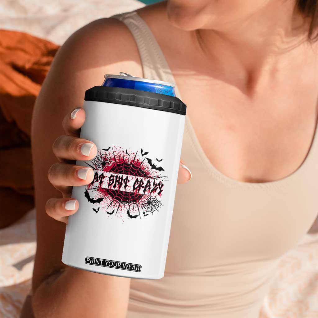 Funny Halloween Bat Shit Crazy 4 in 1 Can Cooler Tumbler Horror Spider Web TS11 Print Your Wear