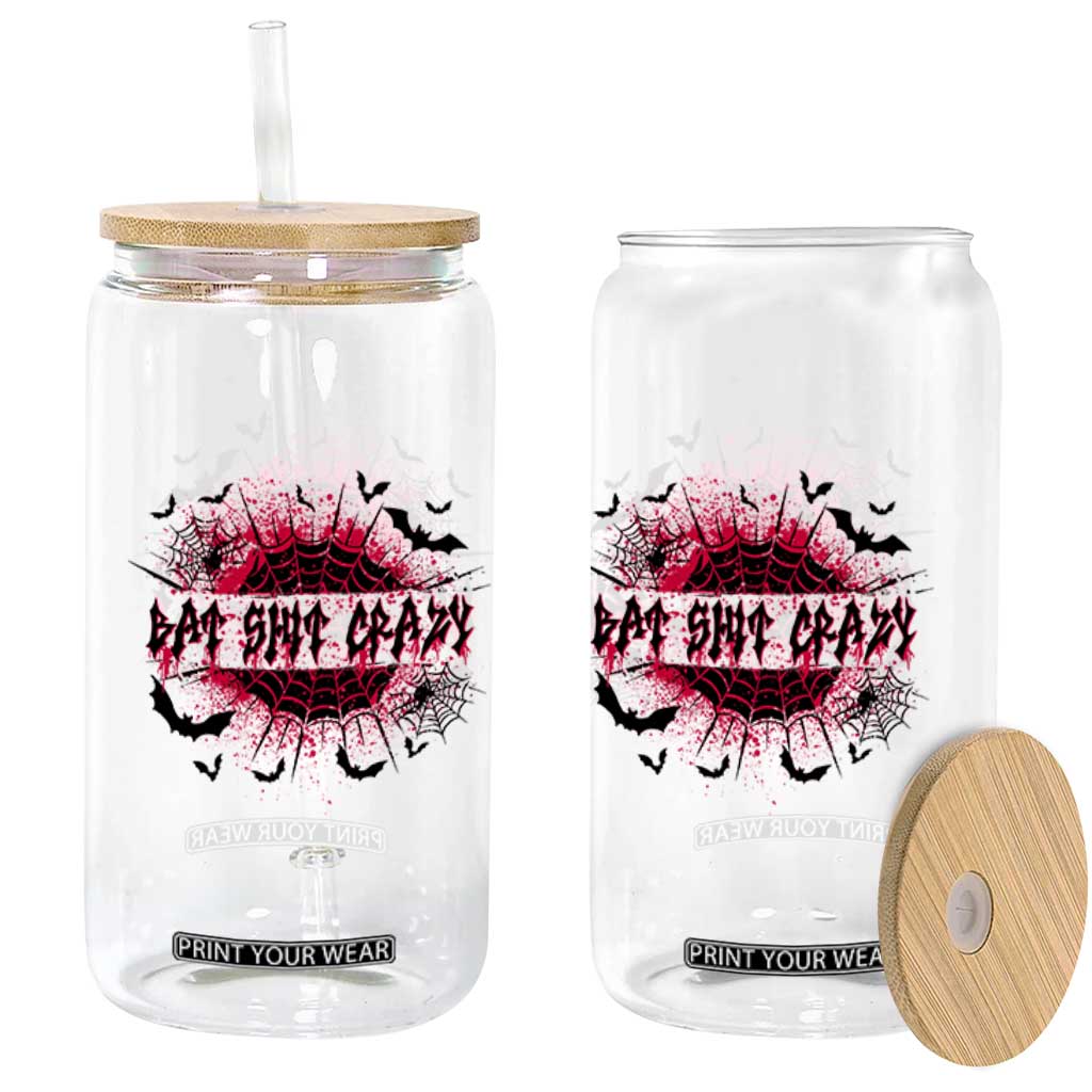 Funny Halloween Bat Shit Crazy Glass Can Horror Spider Web TS11 Print Your Wear
