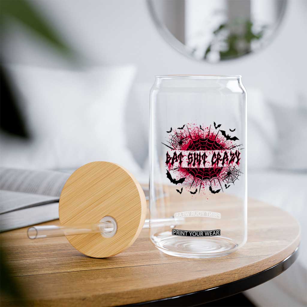 Funny Halloween Bat Shit Crazy Glass Can Horror Spider Web TS11 Print Your Wear