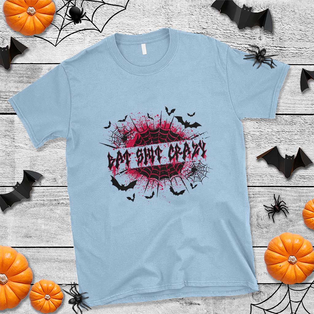 Funny Halloween Bat Shit Crazy T Shirt Horror Spider Web TS11 Light Blue Print Your Wear