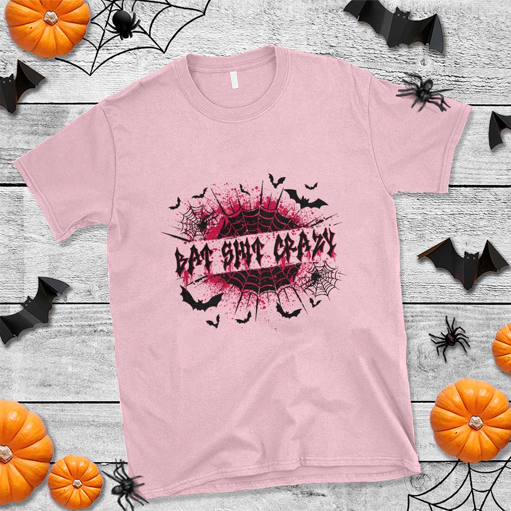 Funny Halloween Bat Shit Crazy T Shirt Horror Spider Web TS11 Light Pink Print Your Wear