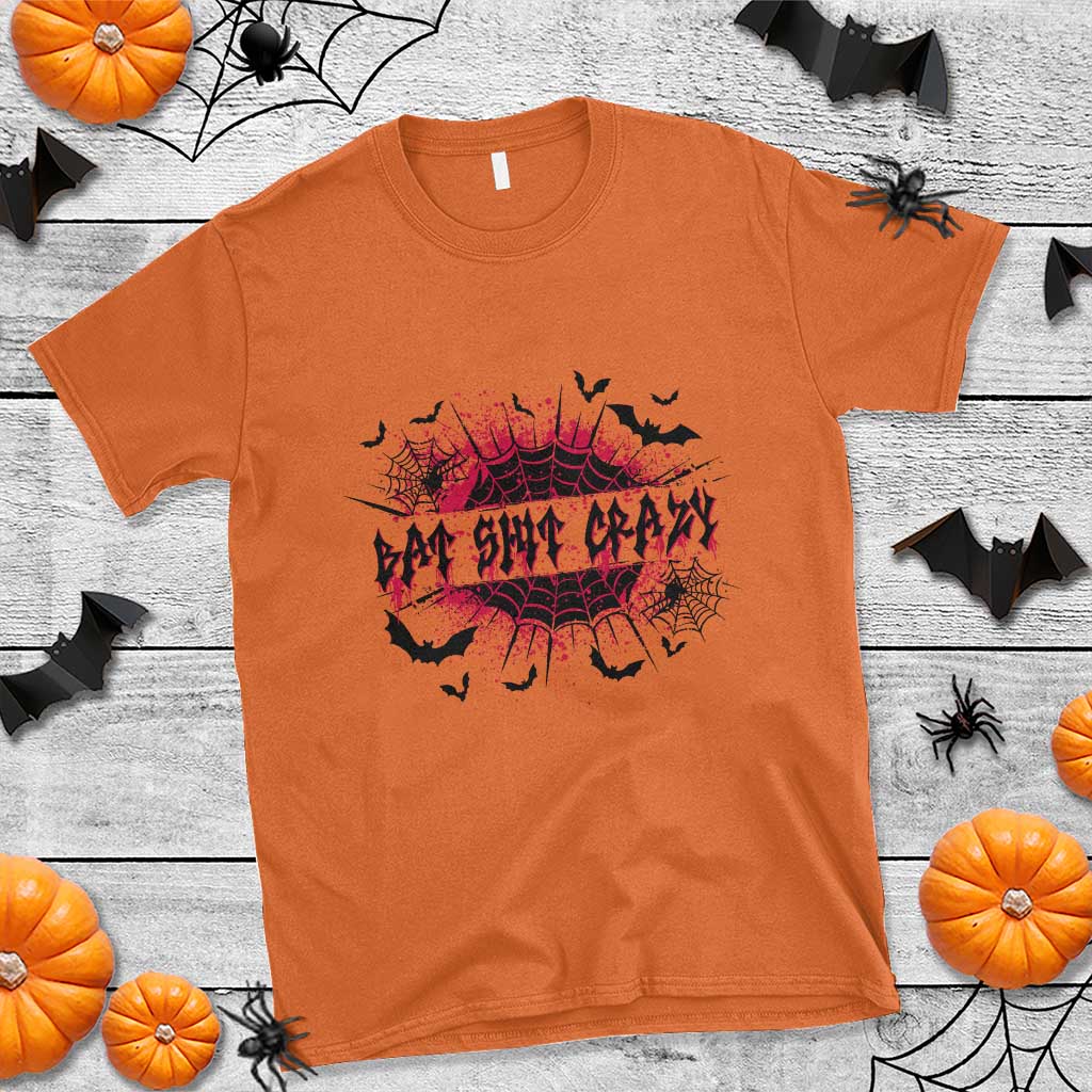 Funny Halloween Bat Shit Crazy T Shirt Horror Spider Web TS11 Orange Print Your Wear