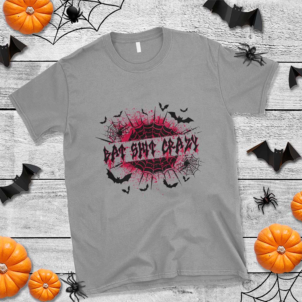 Funny Halloween Bat Shit Crazy T Shirt Horror Spider Web TS11 Sport Gray Print Your Wear