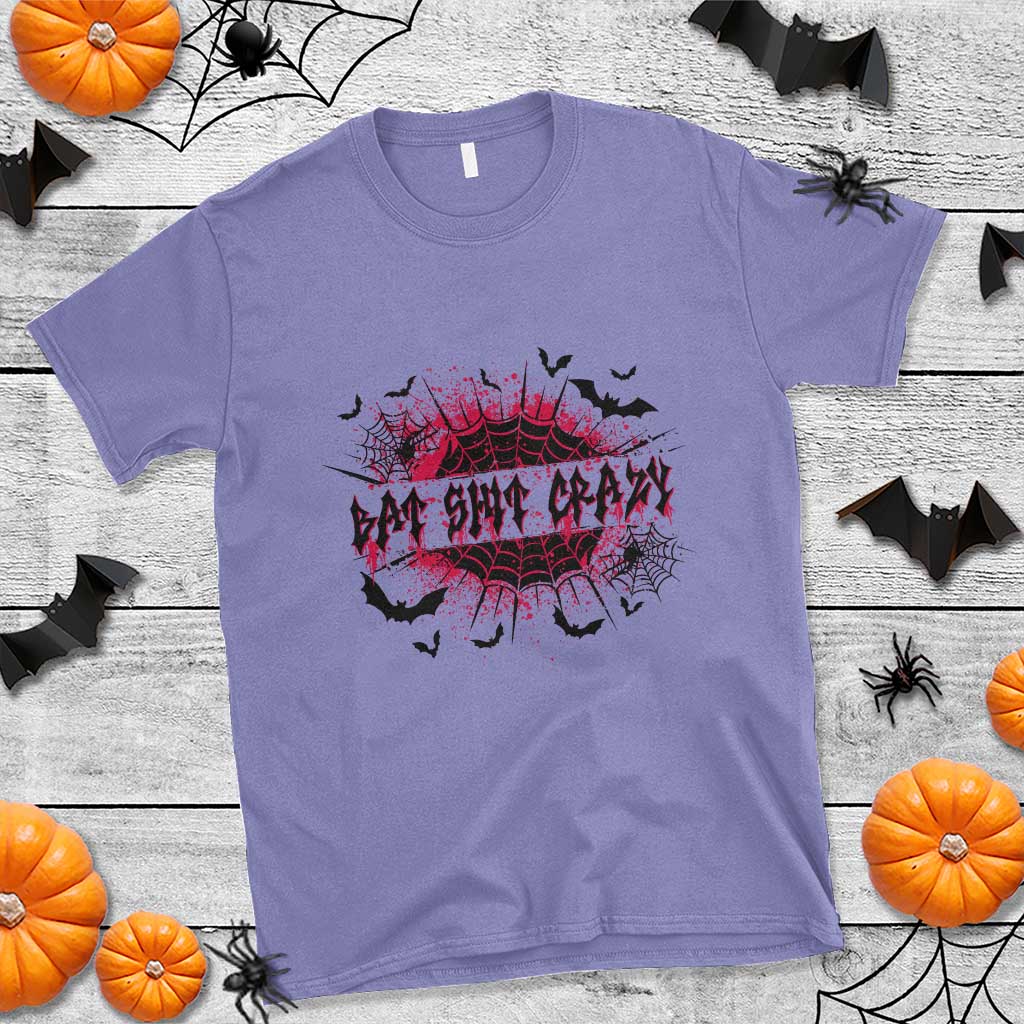Funny Halloween Bat Shit Crazy T Shirt Horror Spider Web TS11 Violet Print Your Wear