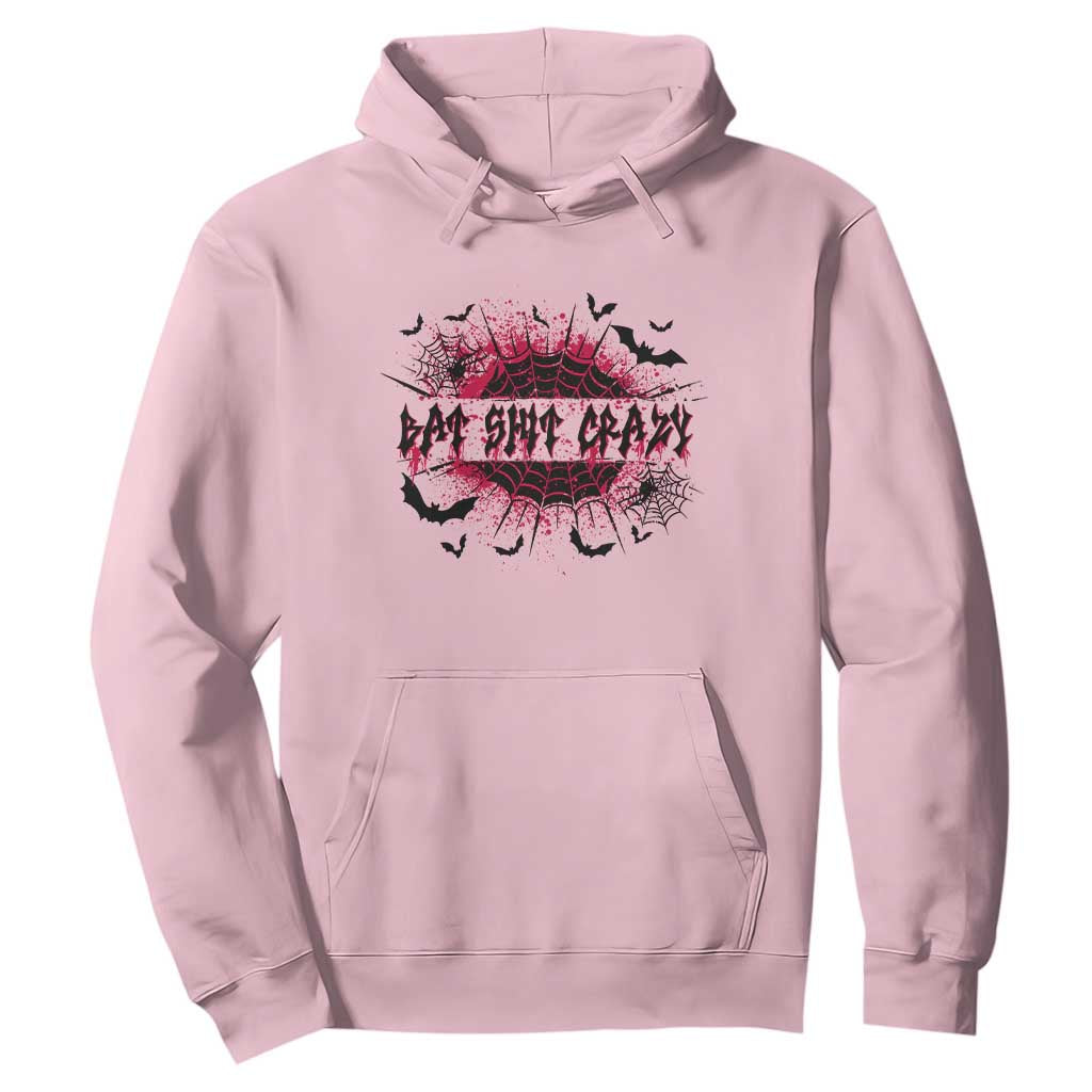 Funny Halloween Bat Shit Crazy Hoodie Horror Spider Web TS11 Light Pink Print Your Wear