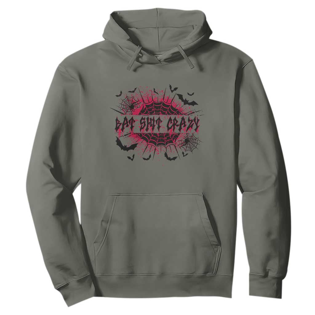 Funny Halloween Bat Shit Crazy Hoodie Horror Spider Web TS11 Military Green Print Your Wear