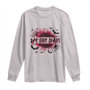 Funny Halloween Bat Shit Crazy Long Sleeve Shirt Horror Spider Web TS11 Ice Gray Print Your Wear