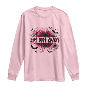 Funny Halloween Bat Shit Crazy Long Sleeve Shirt Horror Spider Web TS11 Light Pink Print Your Wear