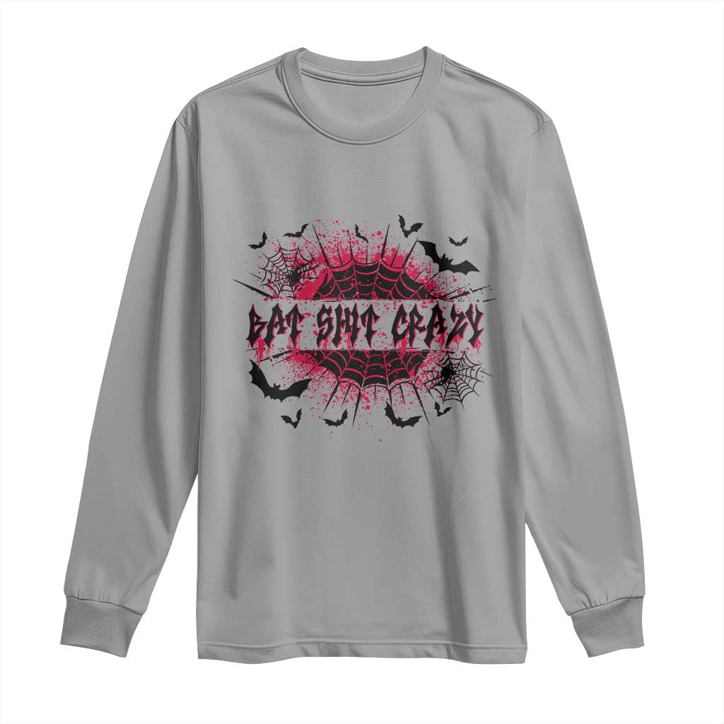 Funny Halloween Bat Shit Crazy Long Sleeve Shirt Horror Spider Web TS11 Sport Gray Print Your Wear