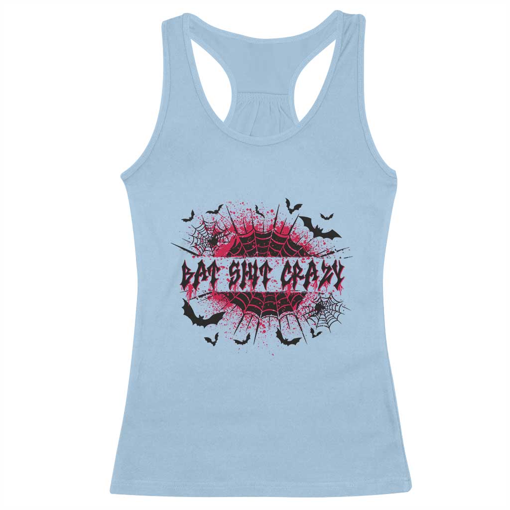 Funny Halloween Bat Shit Crazy Racerback Tank Top Horror Spider Web TS11 Light Blue Print Your Wear