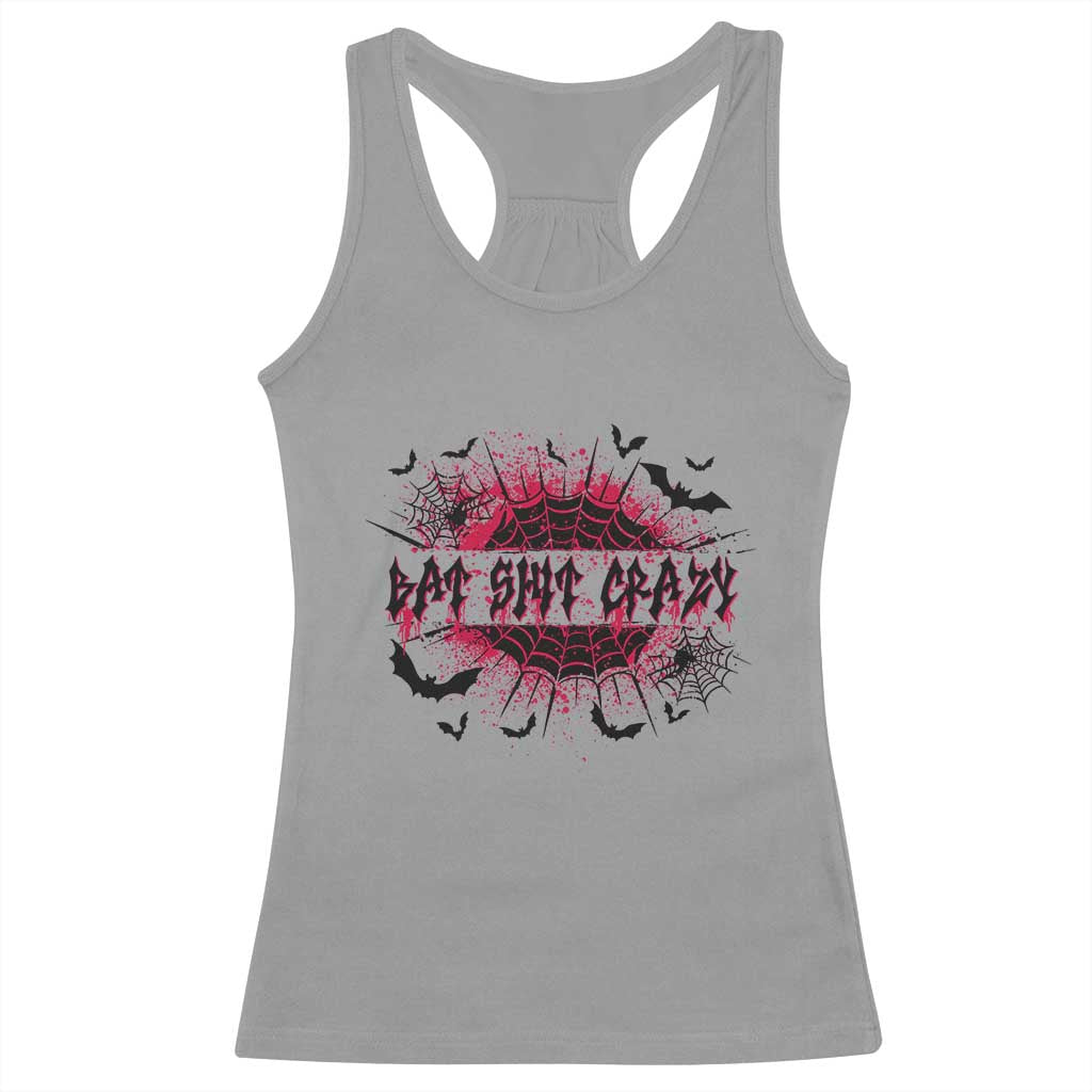 Funny Halloween Bat Shit Crazy Racerback Tank Top Horror Spider Web TS11 Sport Gray Print Your Wear