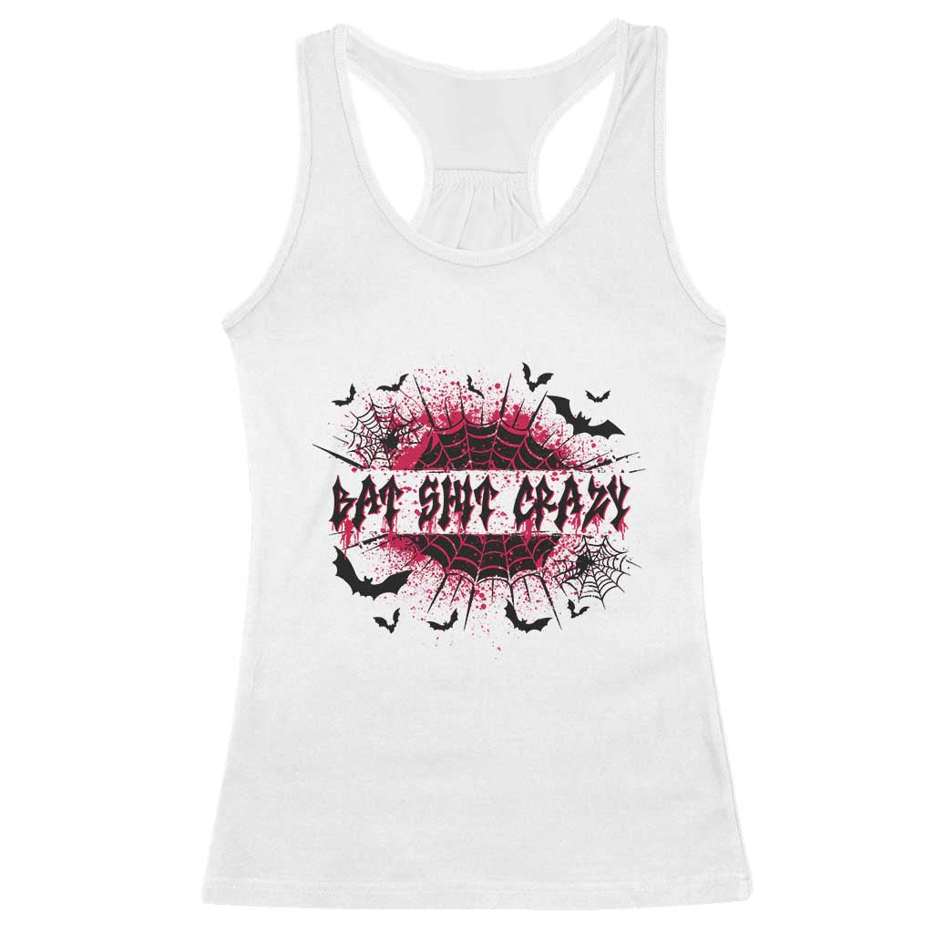 Funny Halloween Bat Shit Crazy Racerback Tank Top Horror Spider Web TS11 White Print Your Wear