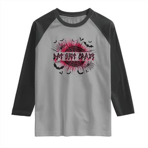 Funny Halloween Bat Shit Crazy Raglan Shirt Horror Spider Web TS11 Sport Gray Black Print Your Wear