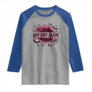 Funny Halloween Bat Shit Crazy Raglan Shirt Horror Spider Web TS11 Sport Gray Royal Print Your Wear