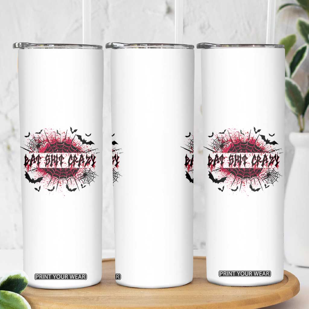 Funny Halloween Bat Shit Crazy Skinny Tumbler Horror Spider Web TS11 Print Your Wear