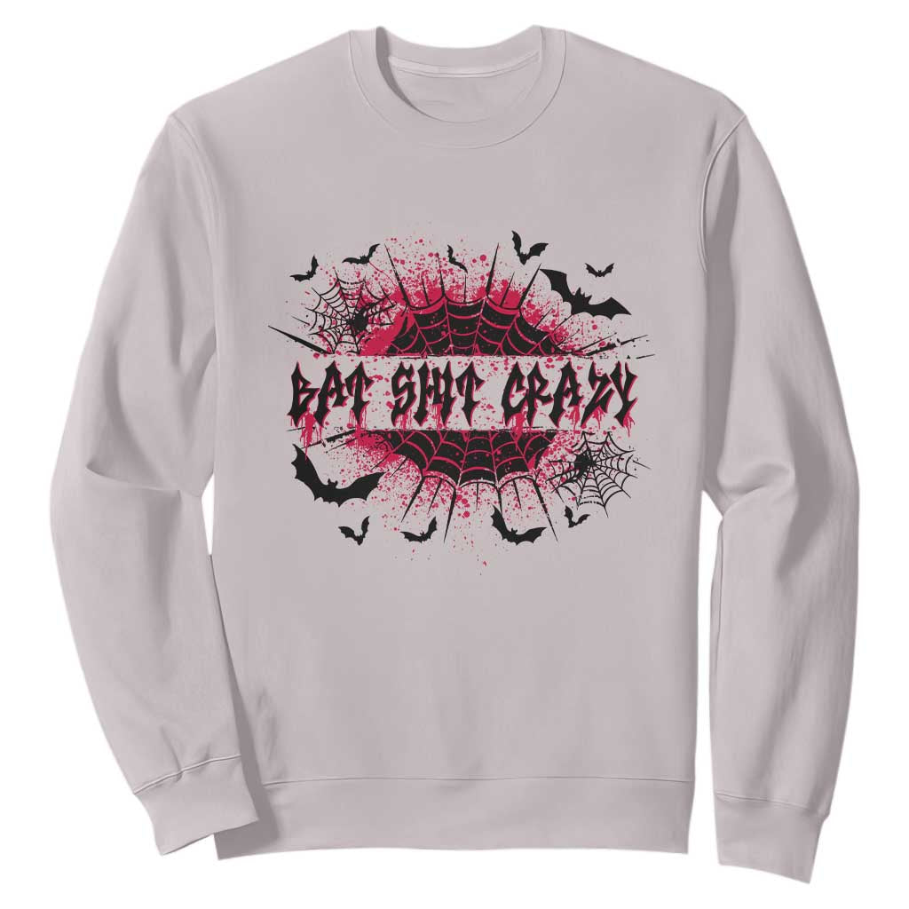 Funny Halloween Bat Shit Crazy Sweatshirt Horror Spider Web TS11 Ice Gray Print Your Wear