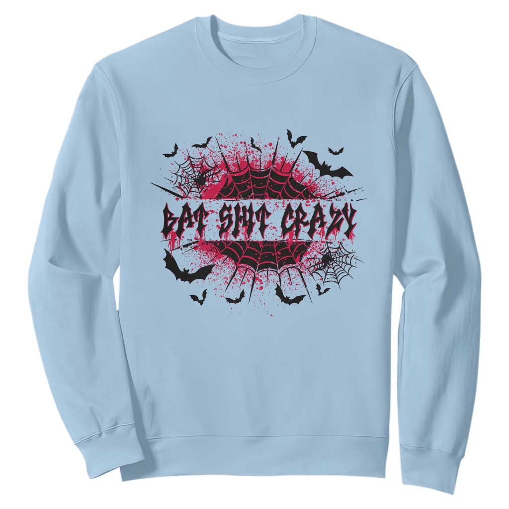 Funny Halloween Bat Shit Crazy Sweatshirt Horror Spider Web TS11 Light Blue Print Your Wear