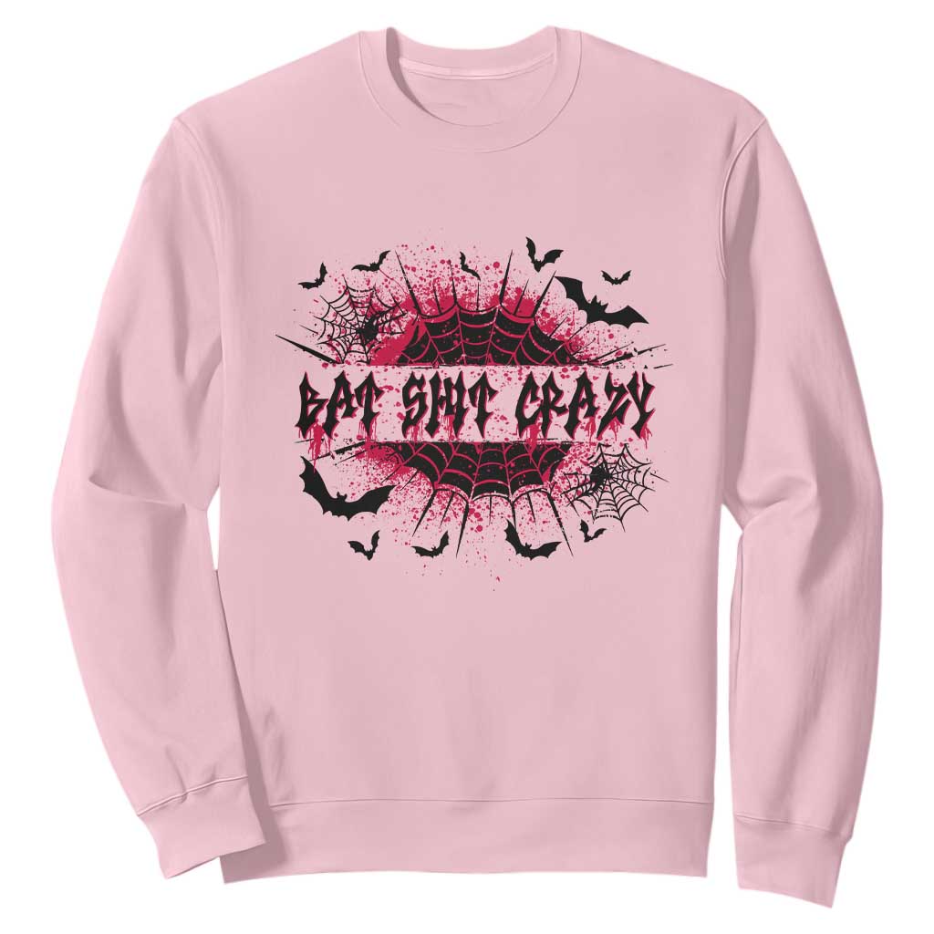 Funny Halloween Bat Shit Crazy Sweatshirt Horror Spider Web TS11 Light Pink Print Your Wear