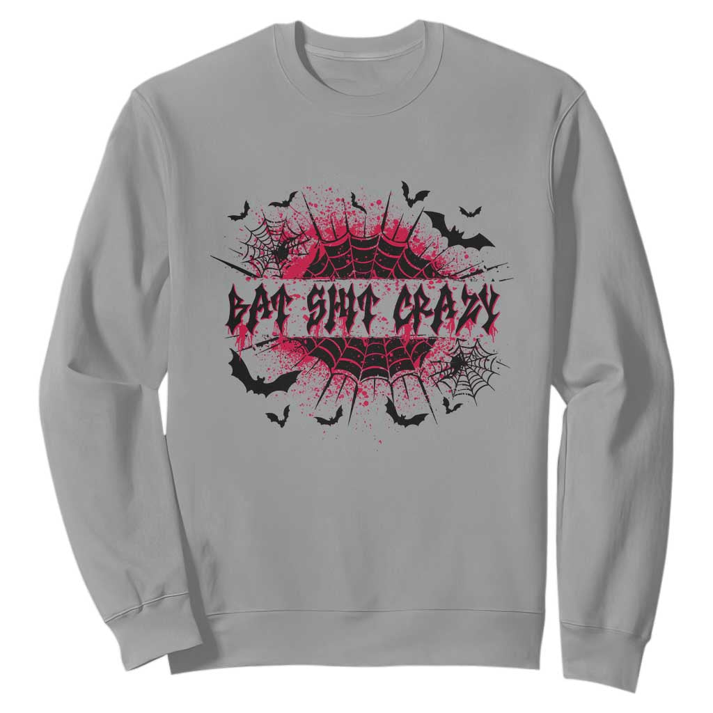 Funny Halloween Bat Shit Crazy Sweatshirt Horror Spider Web TS11 Sport Gray Print Your Wear