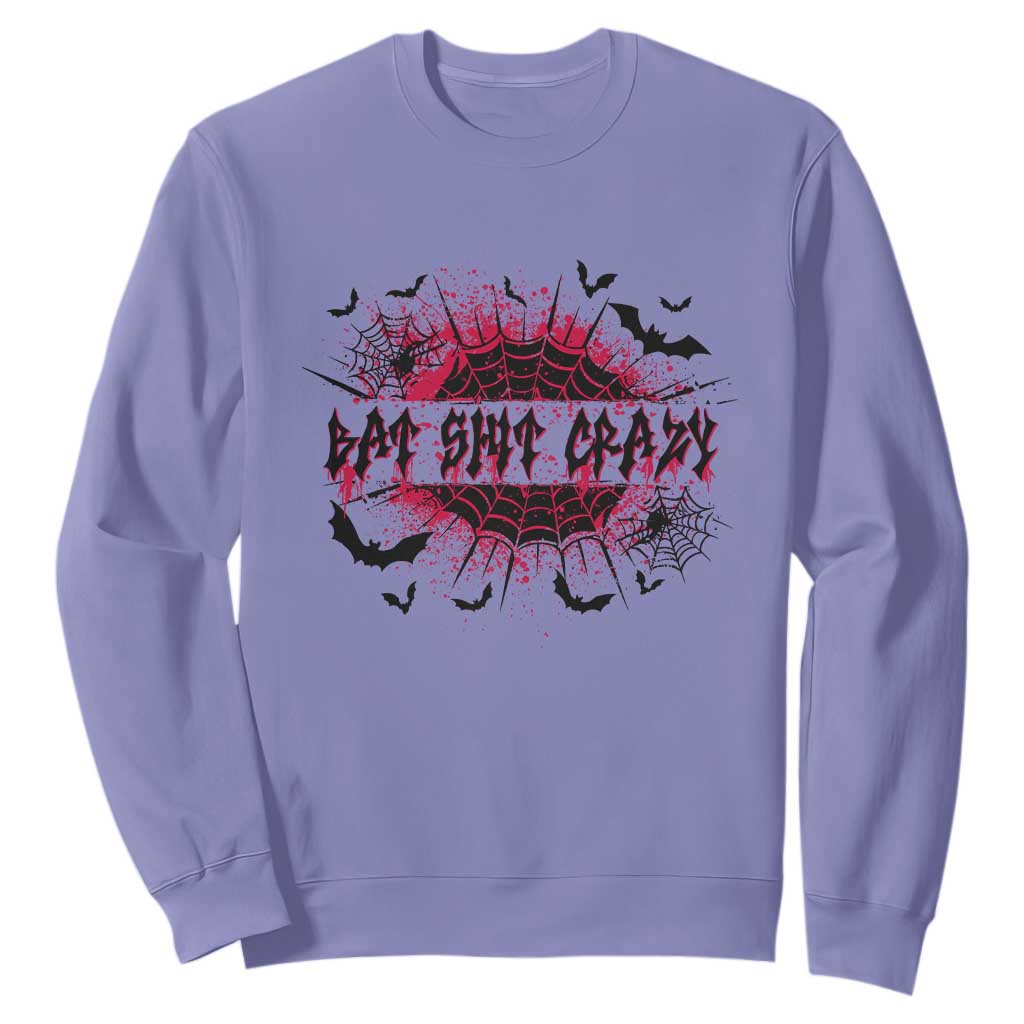 Funny Halloween Bat Shit Crazy Sweatshirt Horror Spider Web TS11 Violet Print Your Wear