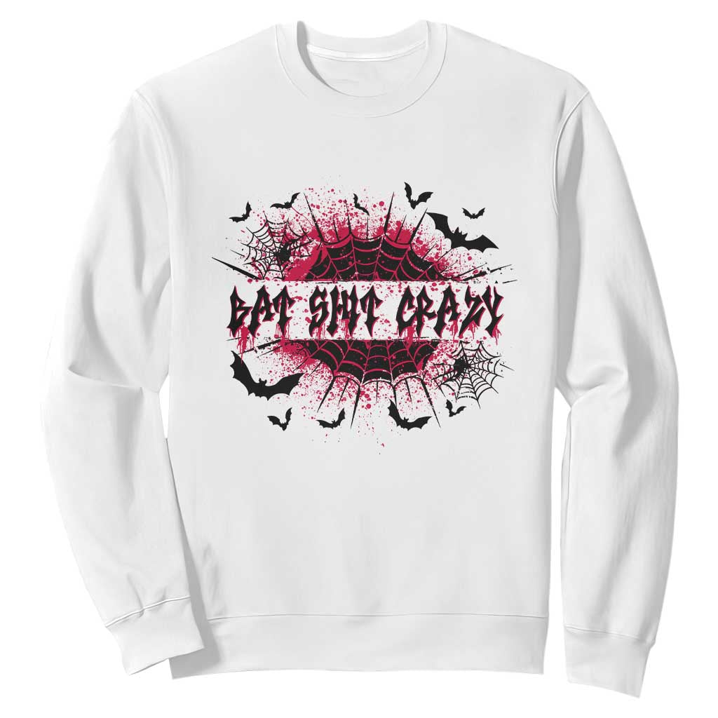 Funny Halloween Bat Shit Crazy Sweatshirt Horror Spider Web TS11 White Print Your Wear