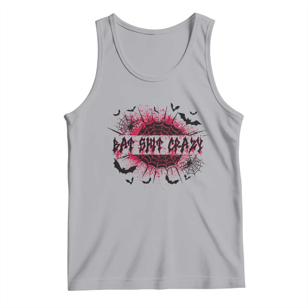 Funny Halloween Bat Shit Crazy Tank Top Horror Spider Web TS11 Athletic Heather Print Your Wear