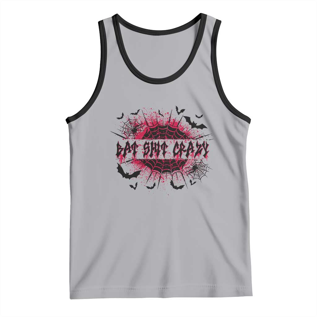 Funny Halloween Bat Shit Crazy Tank Top Horror Spider Web TS11 Athletic Heather Black Print Your Wear