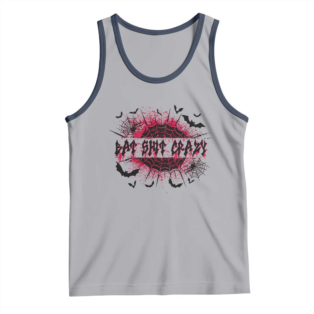 Funny Halloween Bat Shit Crazy Tank Top Horror Spider Web TS11 Athletic Heather Navy Print Your Wear