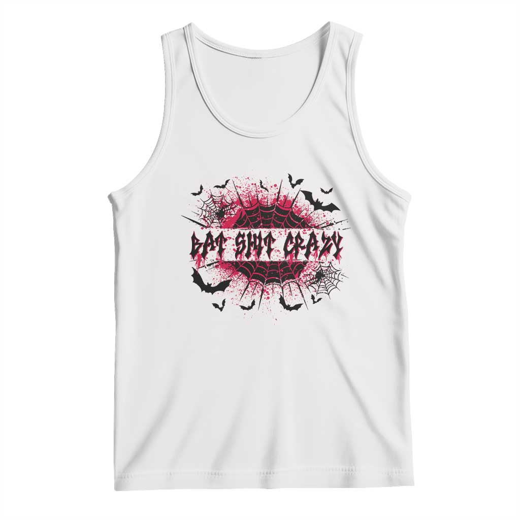 Funny Halloween Bat Shit Crazy Tank Top Horror Spider Web TS11 White Print Your Wear
