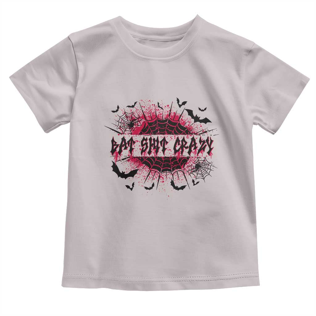 Funny Halloween Bat Shit Crazy Toddler T Shirt Horror Spider Web TS11 Ice Gray Print Your Wear