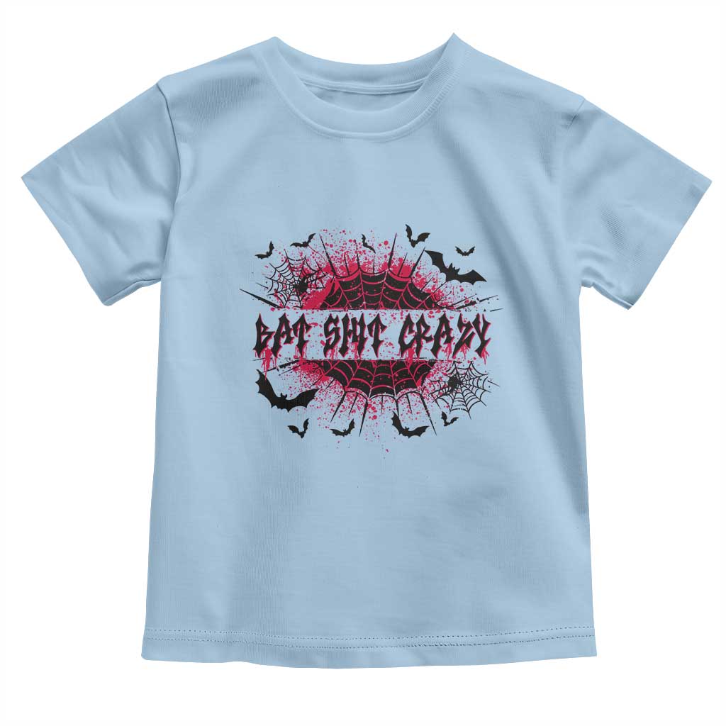 Funny Halloween Bat Shit Crazy Toddler T Shirt Horror Spider Web TS11 Light Blue Print Your Wear