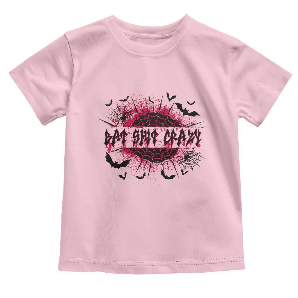 Funny Halloween Bat Shit Crazy Toddler T Shirt Horror Spider Web TS11 Light Pink Print Your Wear