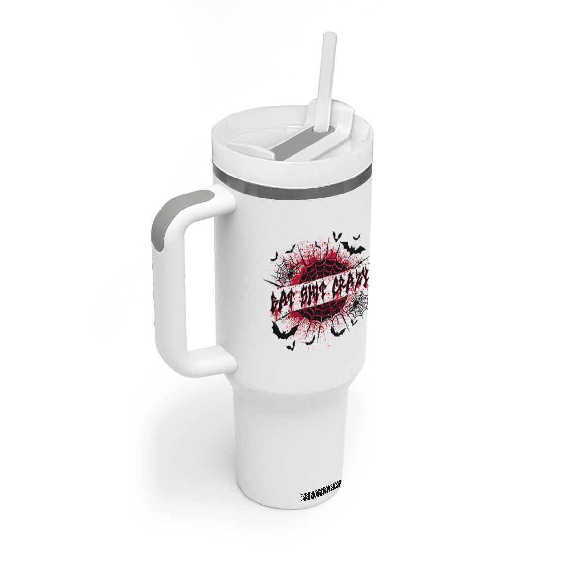 Funny Halloween Bat Shit Crazy Tumbler With Handle Horror Spider Web TS11 Print Your Wear