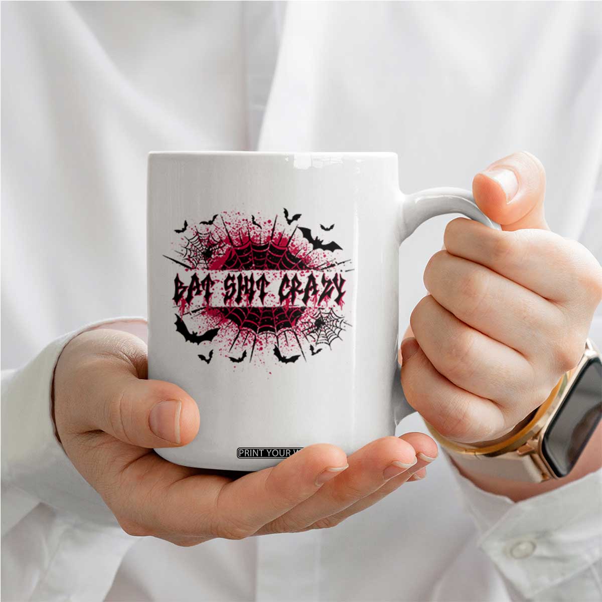 Funny Halloween Bat Shit Crazy Coffee Mug Horror Spider Web TS11 Print Your Wear