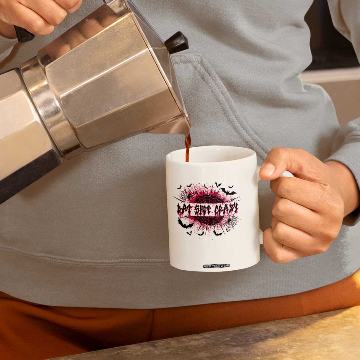 Funny Halloween Bat Shit Crazy Coffee Mug Horror Spider Web TS11 Print Your Wear
