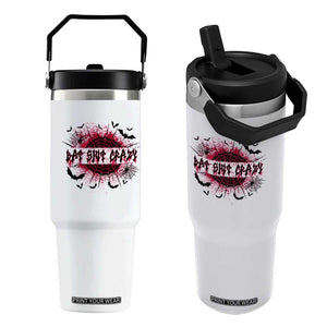 Funny Halloween Bat Shit Crazy Flip Straw Tumbler Horror Spider Web TS11 One Size: 30 oz White Print Your Wear