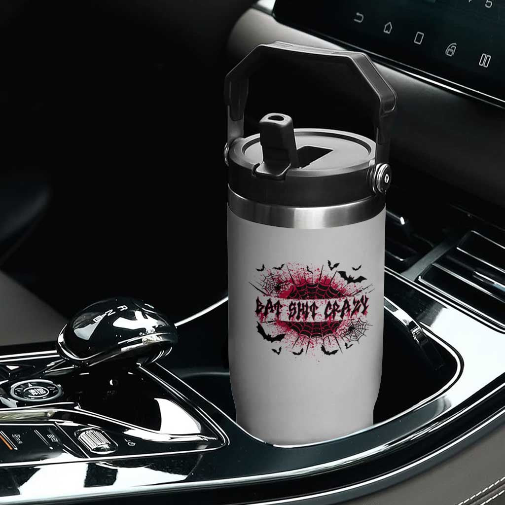 Funny Halloween Bat Shit Crazy Flip Straw Tumbler Horror Spider Web TS11 Print Your Wear