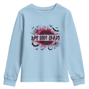 Funny Halloween Bat Shit Crazy Youth Sweatshirt Horror Spider Web TS11 Light Blue Print Your Wear